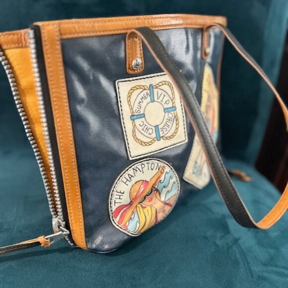 Brighton VIP Riviera Fashionista Leather Coated Canvas Shoulder Bag - Picture 2 of 6